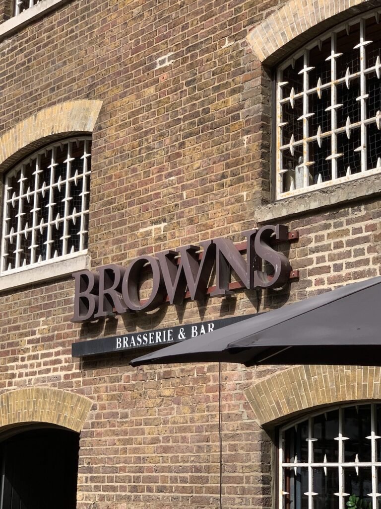 The Exterior of Browns Restaurant near the London Museum Docklands