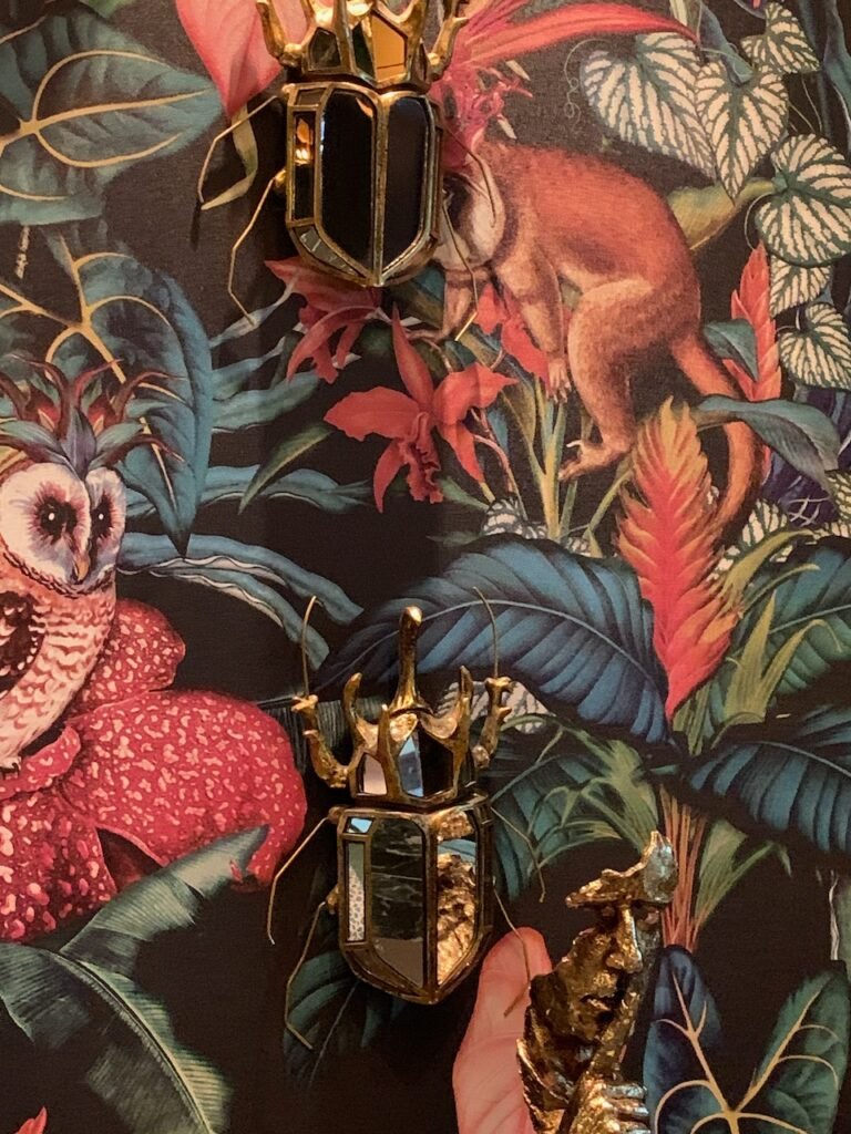 Quirky Wallpaper at the Owl and Monkey Cocktail Bar.